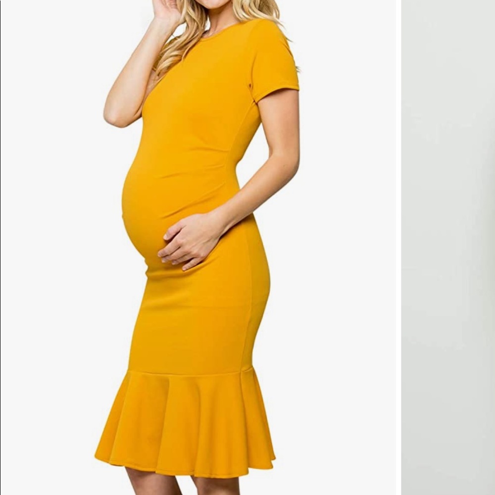 My Bump Maternity Midi Dress Mustard Yellow